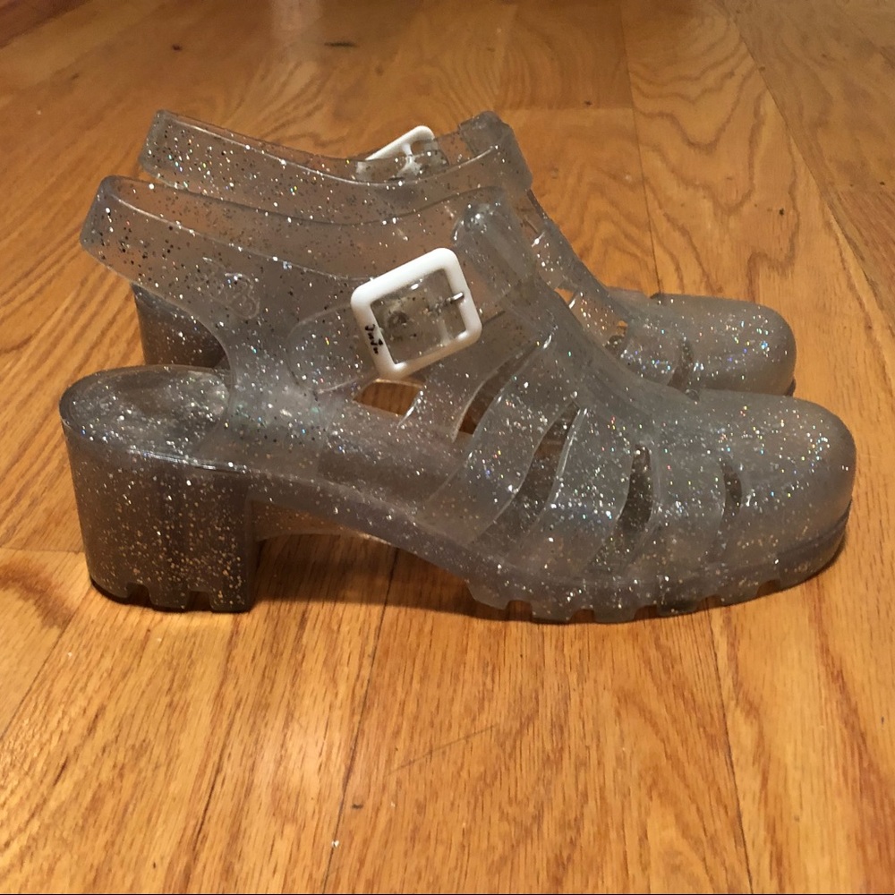 Juju jelly sandals silver glitter UK 8 fits 8.5